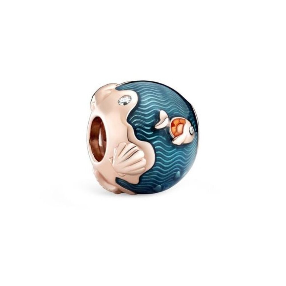 Pandora Moments 14K Rose Gold Plated CZ Fish & Ocean Charm
